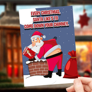 Santa Coming Down The Chimney - Christmas Card Card Level Thirty3 