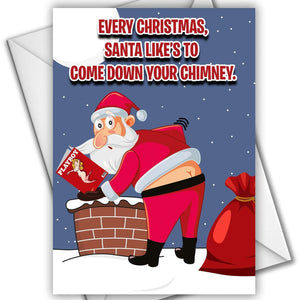 Santa Coming Down The Chimney - Christmas Card Card Level Thirty3 