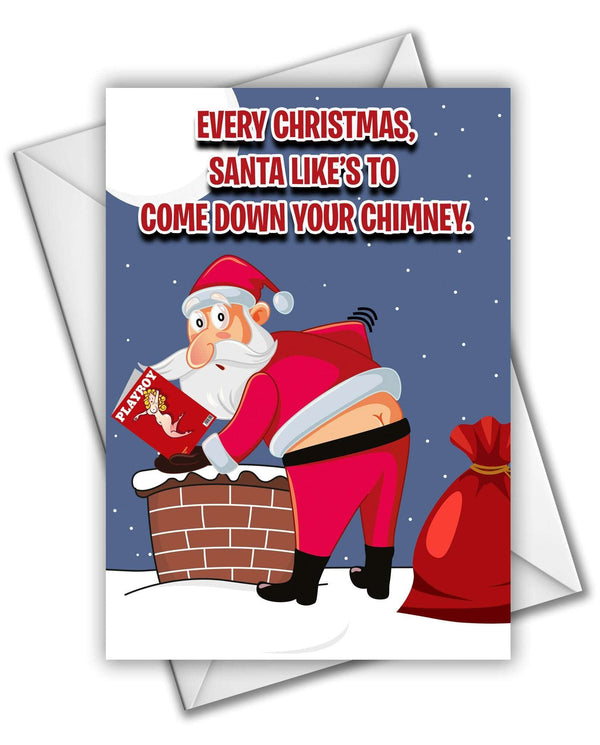 Santa Coming Down The Chimney - Christmas Card Card Level Thirty3 