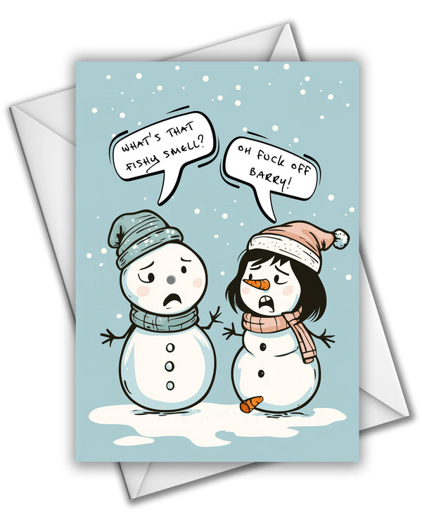 Fishy Smell Snowman - Christmas Card