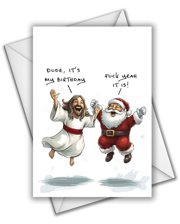 Jesus' Birthday With Santa - Christmas Card