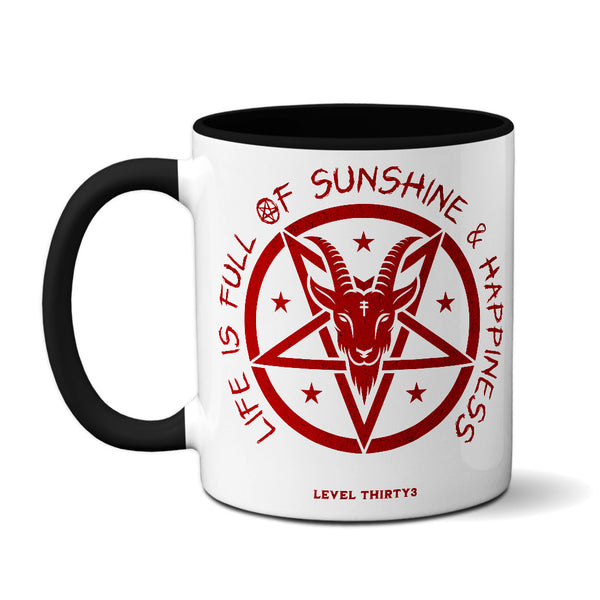 Life Is Full Of Sunshine & Happiness RED Pentagram - Mug